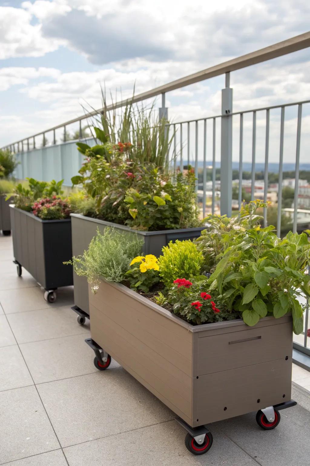 Portable planter boxes offer versatility and convenience.