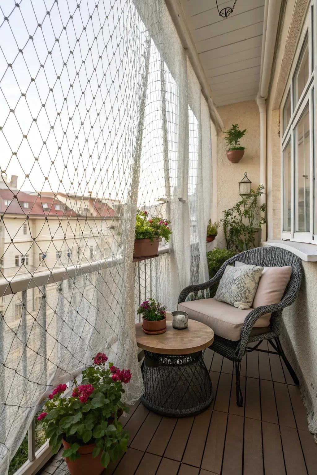 Netting provides bug-free relaxation while maintaining an open feel.
