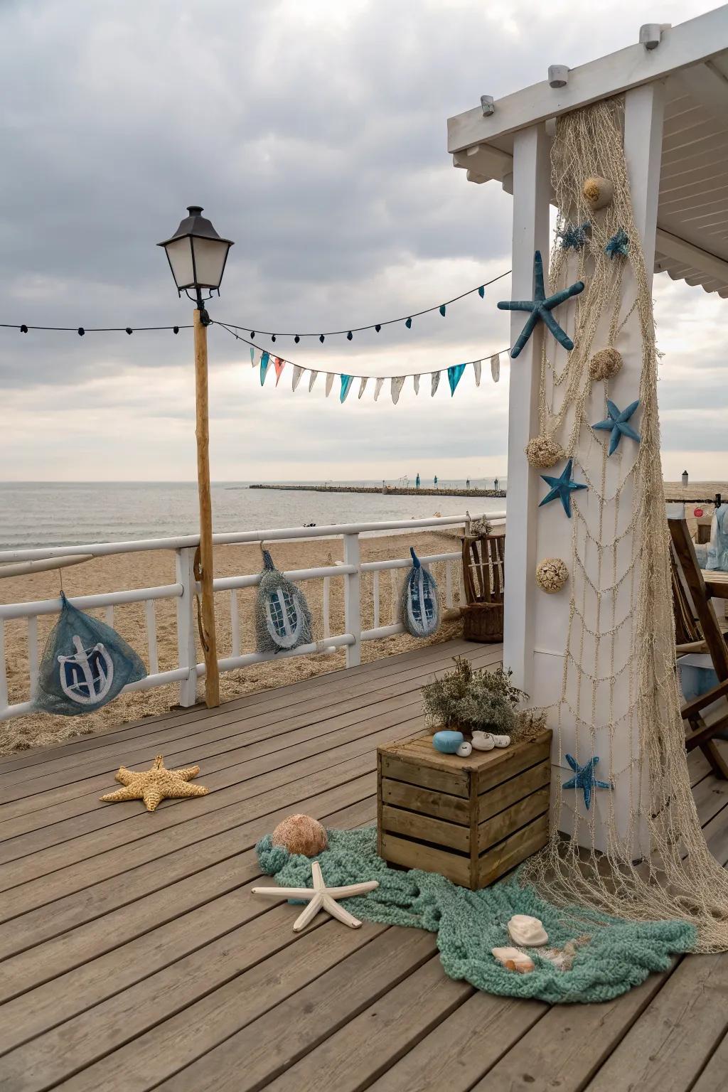 Bring the sea to your deck with charming nautical decor.