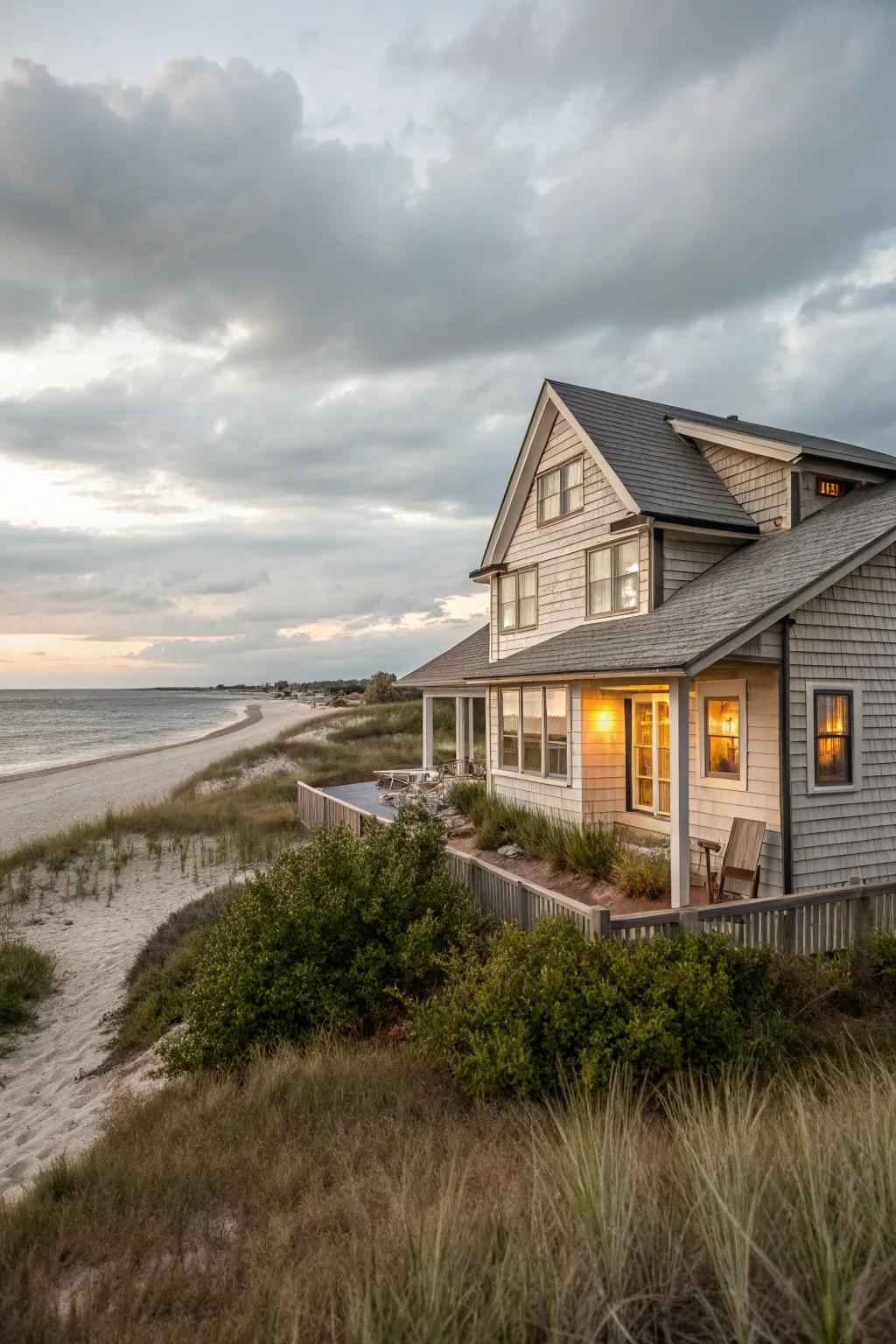Shiplap siding adds timeless coastal charm.