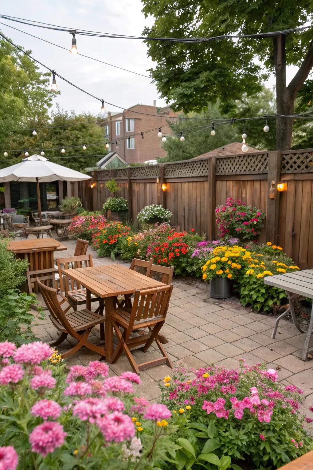 Seasonal plants bring color and freshness.