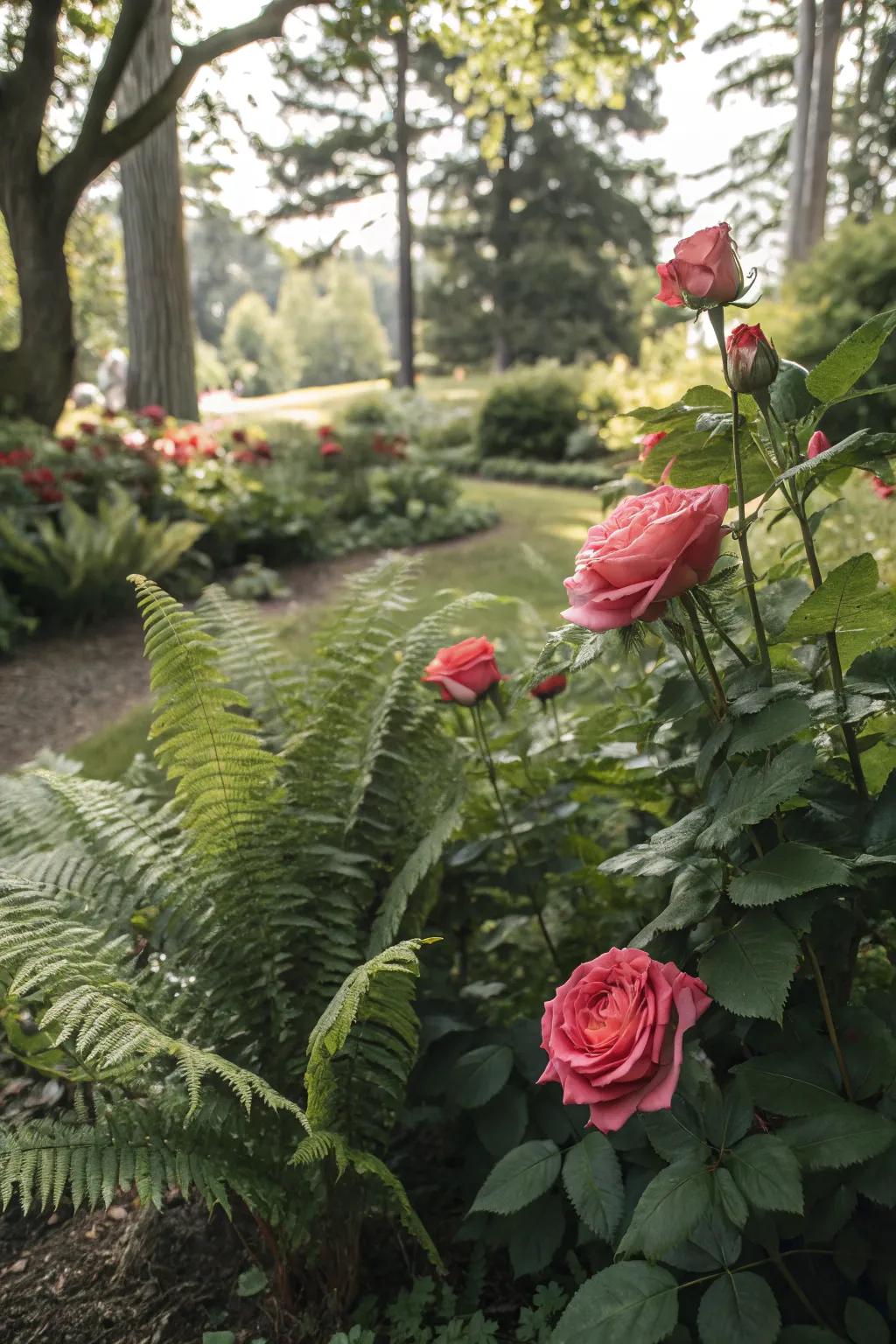 A lush green and rose contrast.