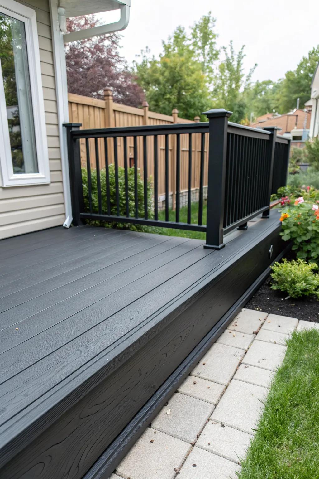 PVC panels provide a low-maintenance skirting option.