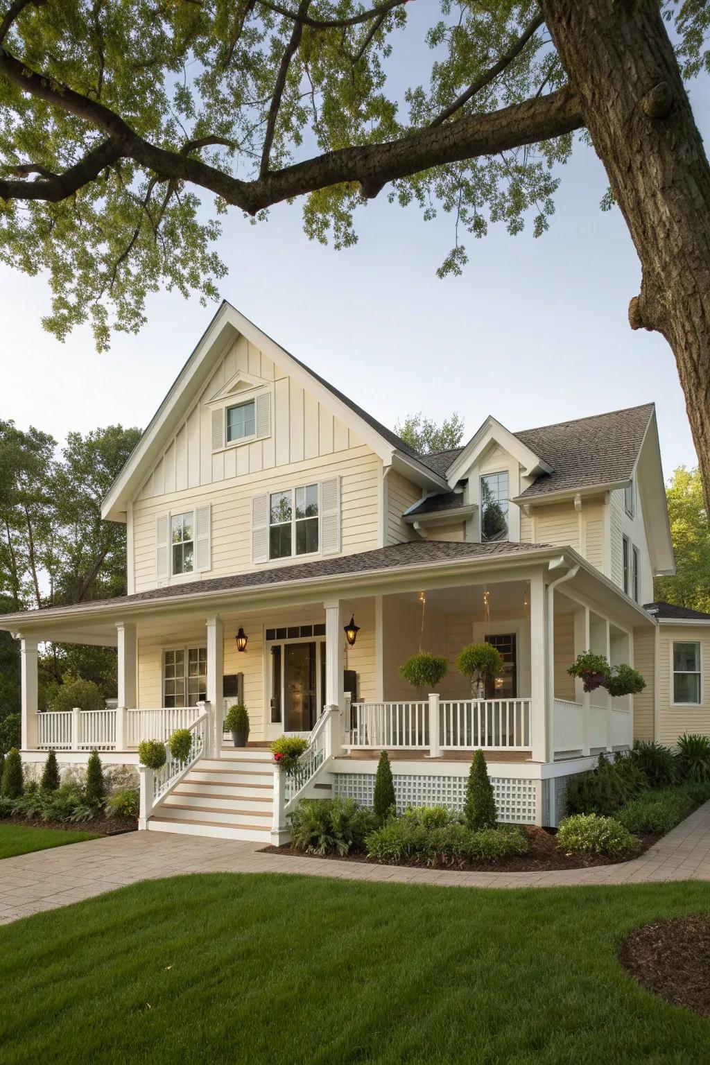 Classic cream siding for a timeless and versatile palette.