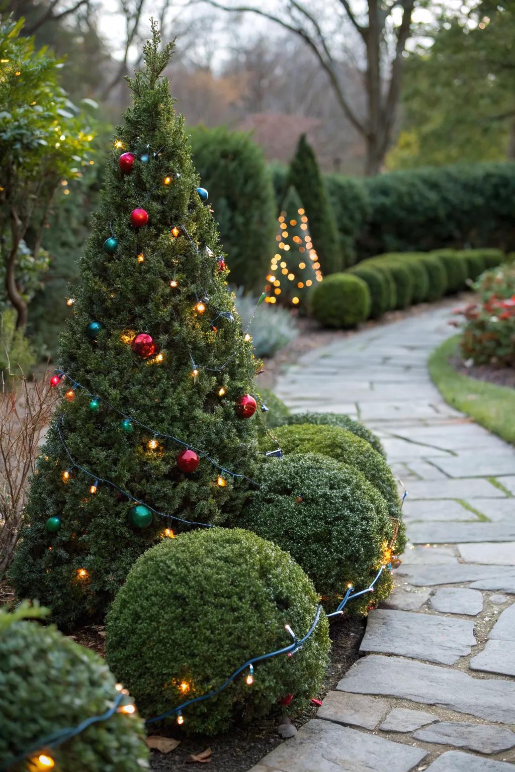 Seasonal accents keep your boxwoods festive and fun.
