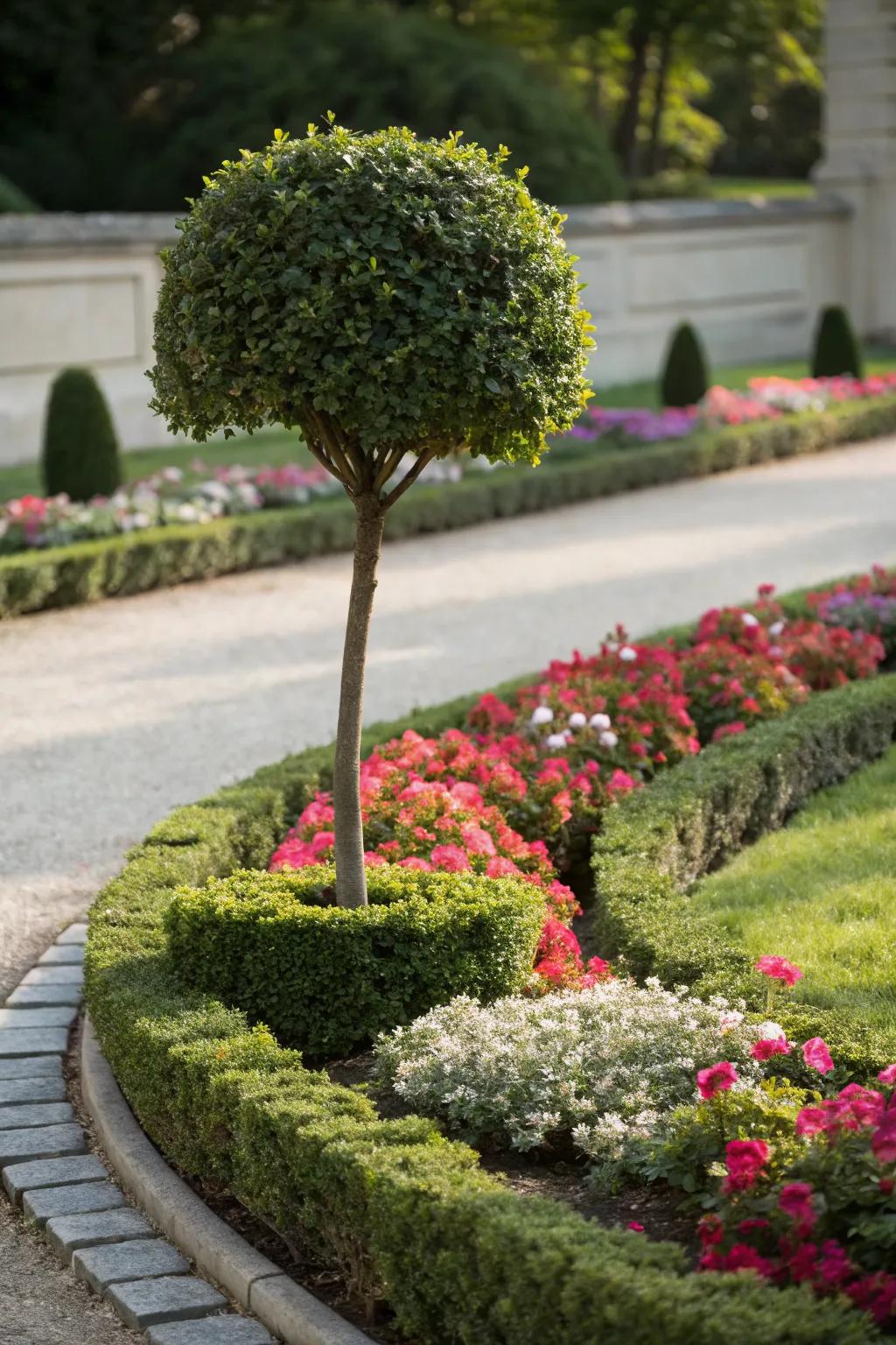 Highlight areas with a focal point boxwood.