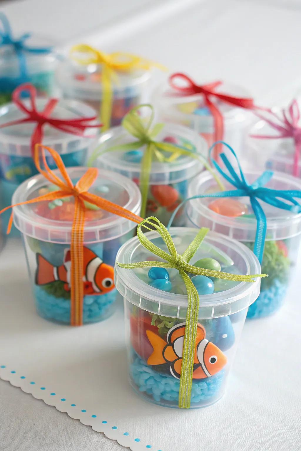 Mini fishing kits make thoughtful party favors.