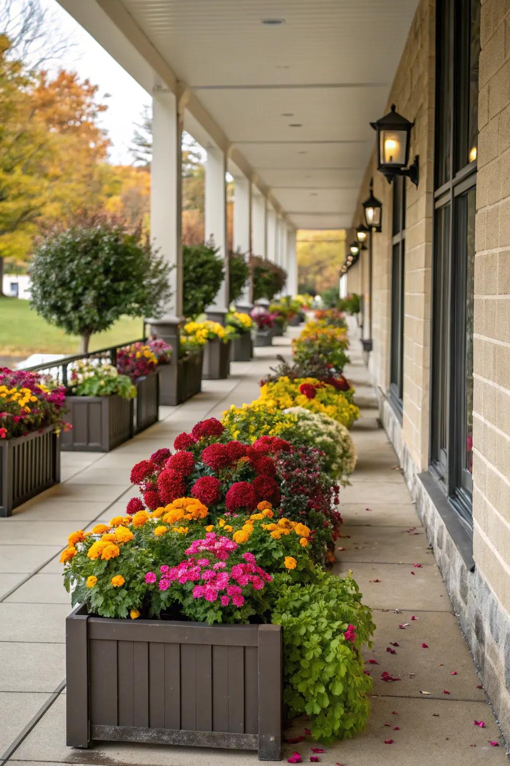 Add a burst of color with seasonal planter boxes.