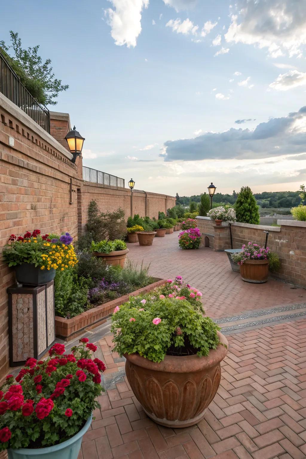 Mix-and-match planters add personality and visual interest.