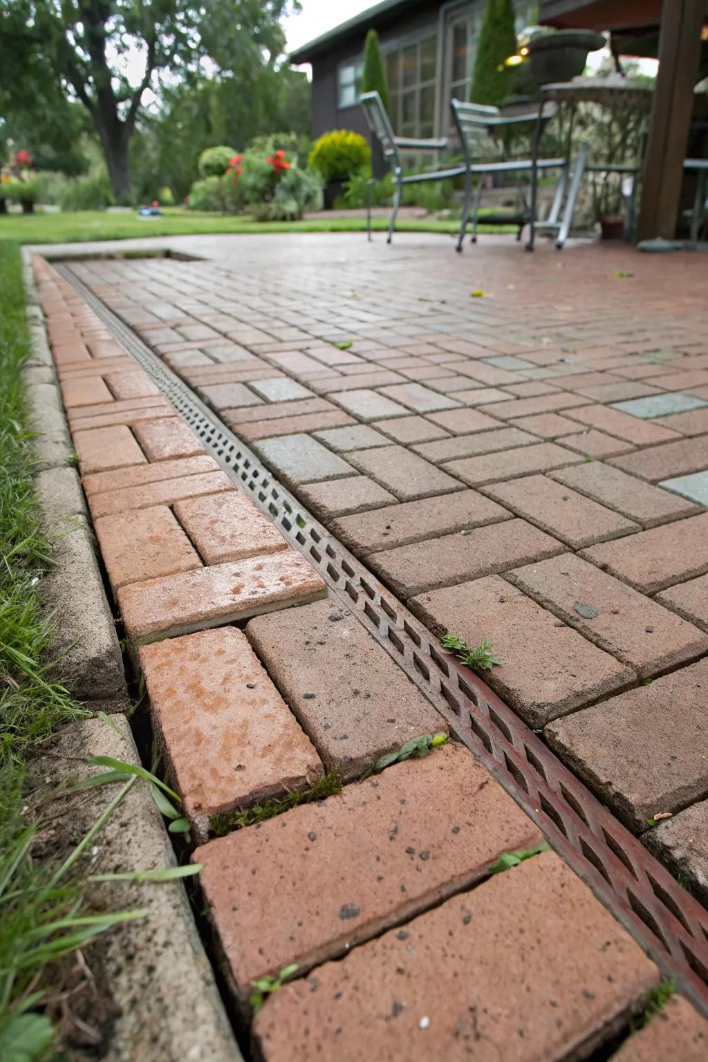 Eco-friendly and functional: a permeable brick deck.