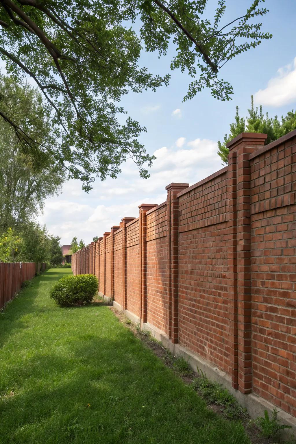 Enjoy privacy and style with a tall brick wall fence.