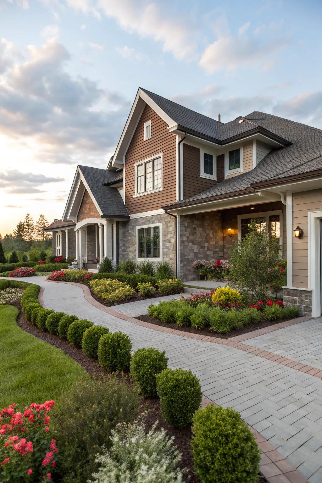 Brown and gray blend for a subtle and modern exterior.