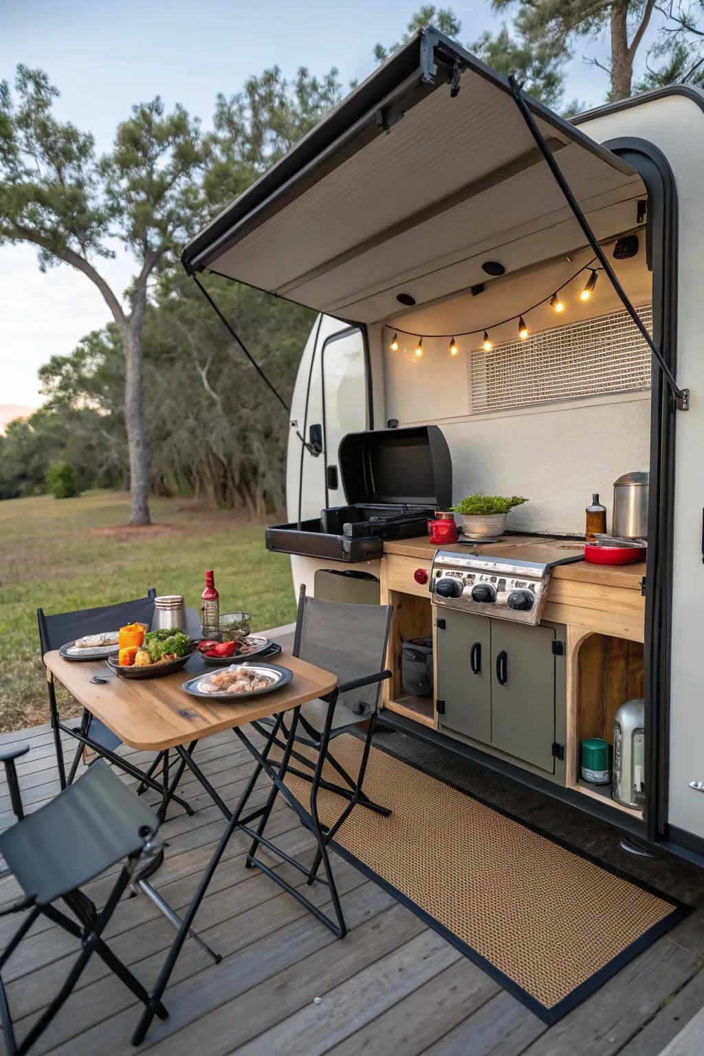Enhance your patio with a convenient outdoor cooking station.