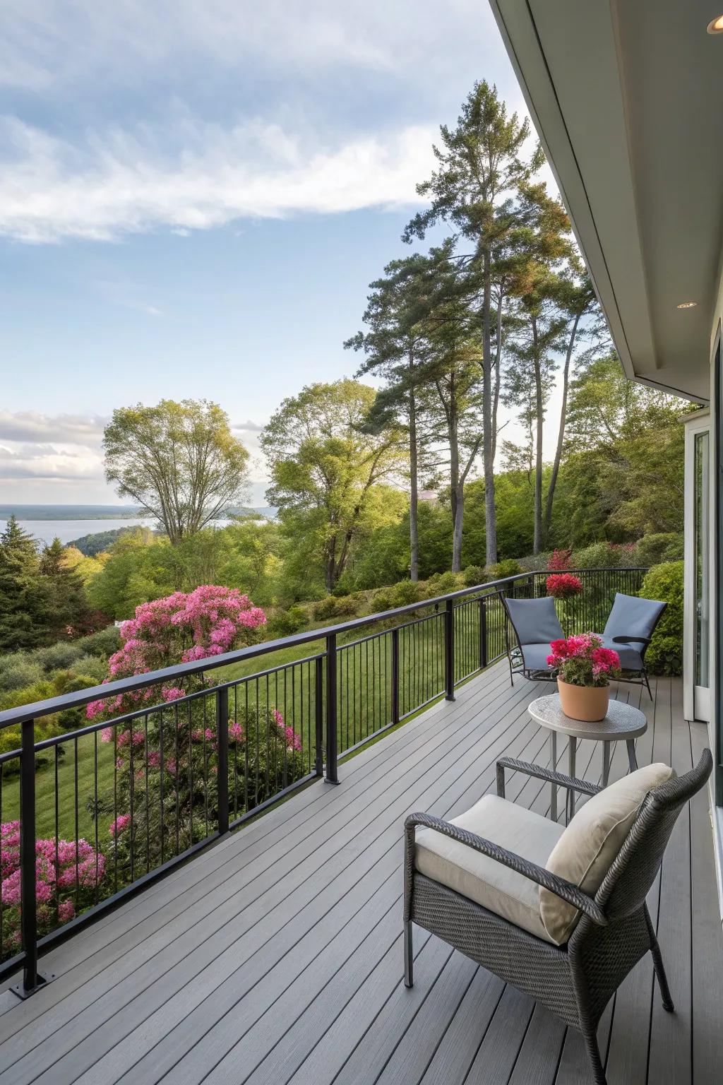 An open design creates a breezy, inviting atmosphere on the deck
