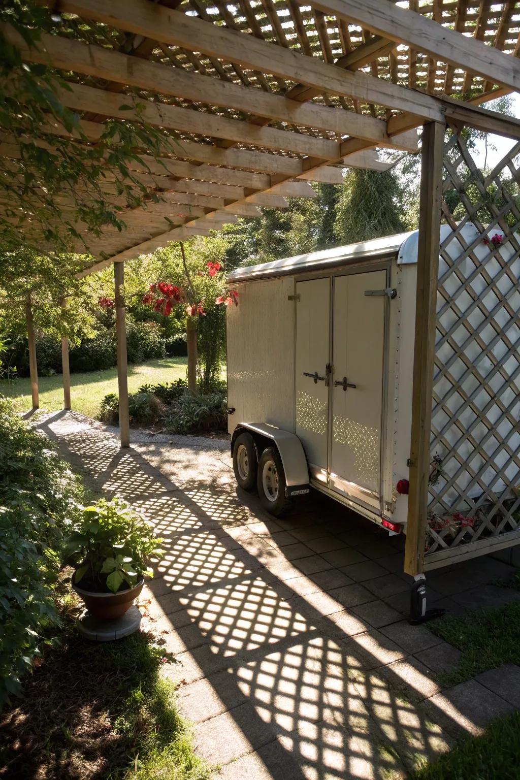 Add charm and style with a creative lattice panel awning.