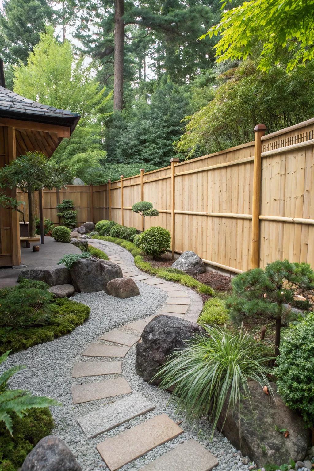 Bamboo and cedar blend for a zen-like garden retreat.