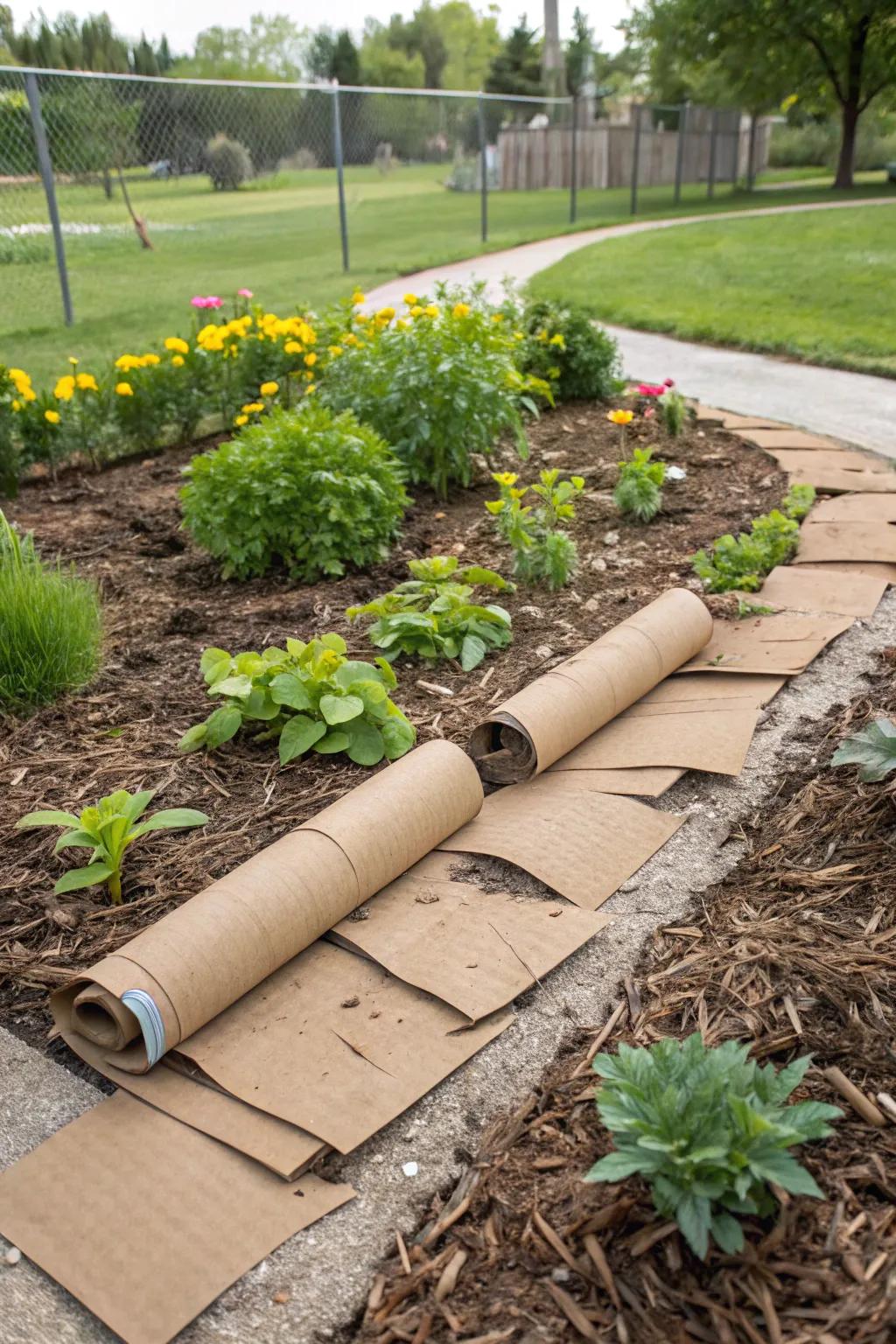 Cardboard is an eco-friendly and effective solution for controlling weeds.