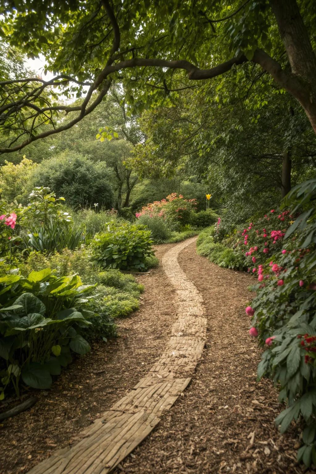 Mulch paths offer a natural and rustic charm.