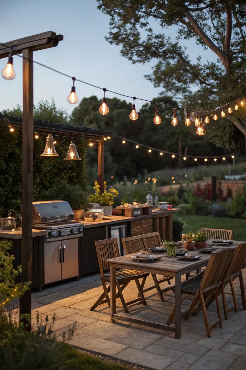 Solar-powered lights offer sustainable and charming illumination.