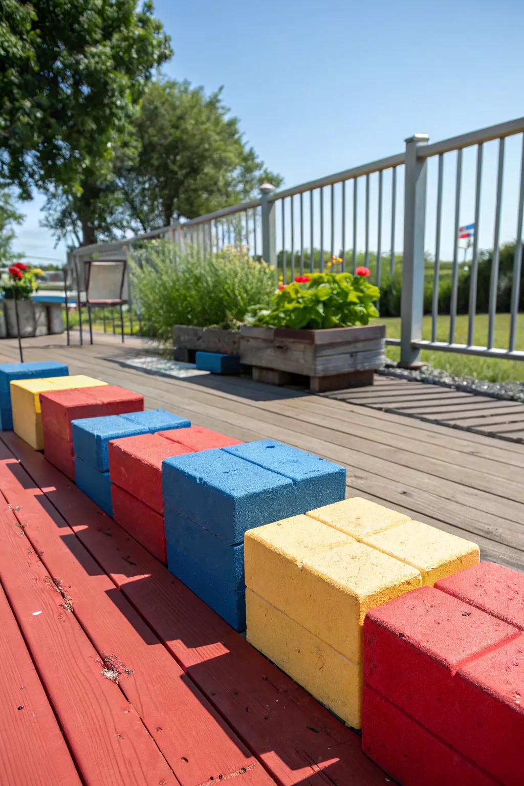 Bring your deck to life with colorful cinder block accents.