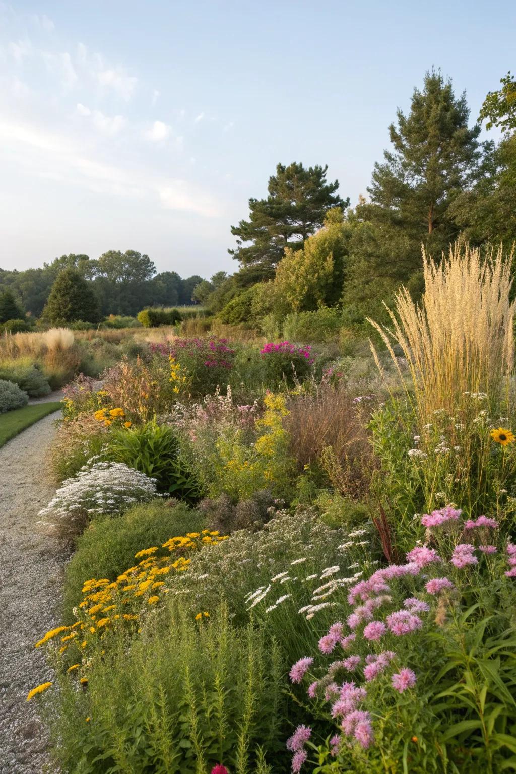 Native plants thriving effortlessly in a natural landscape setting.