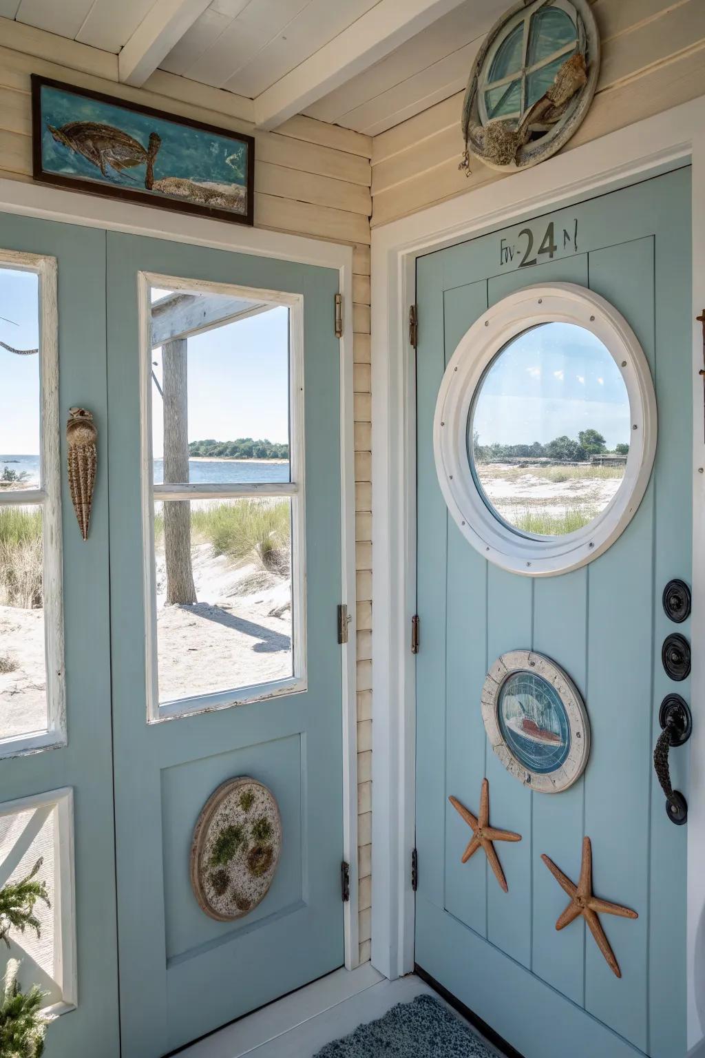Porthole windows add a whimsical nautical touch.