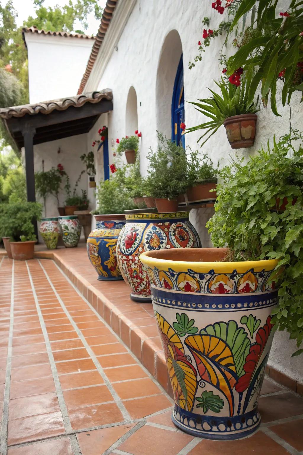 Add bursts of color with Talavera planters.