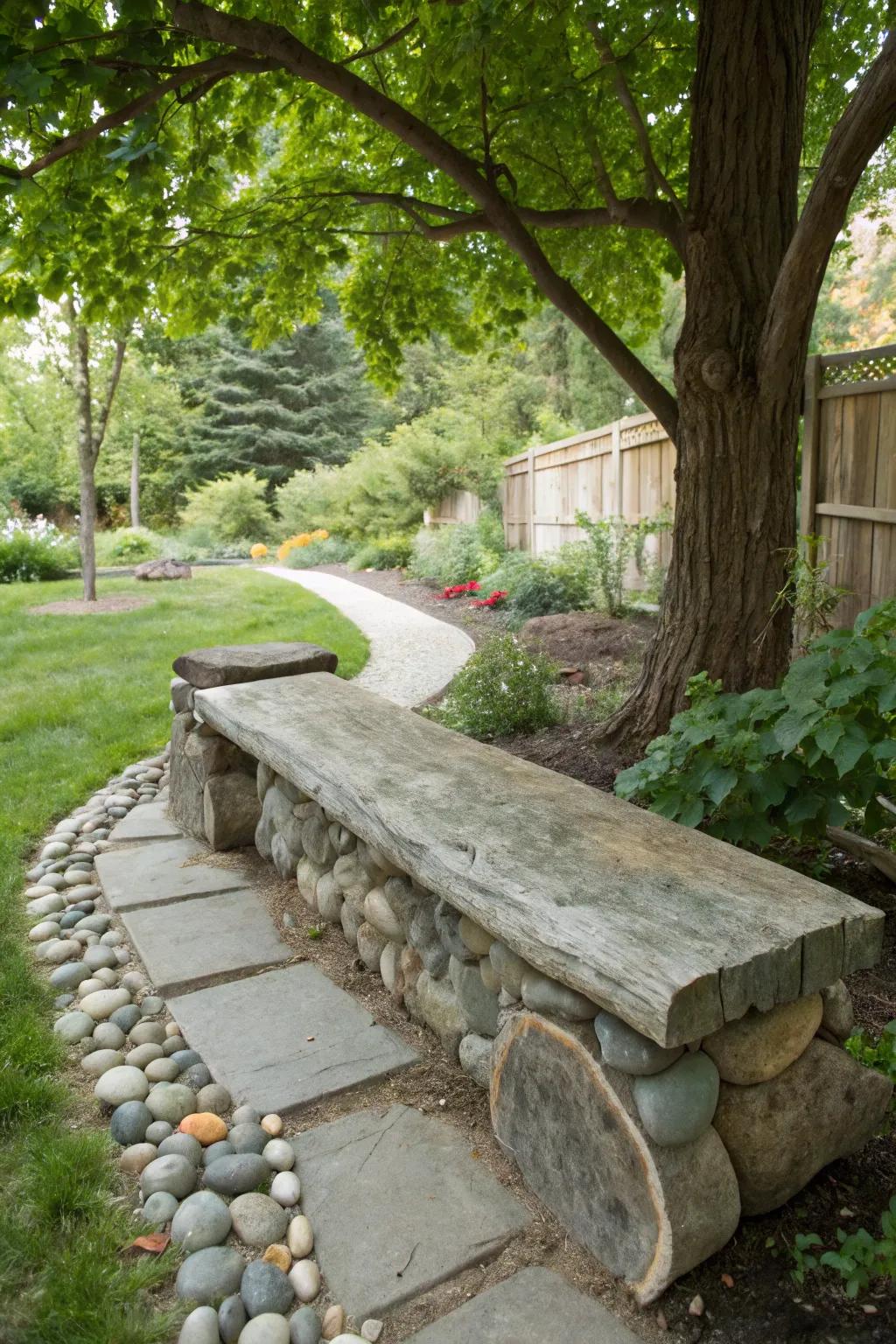 Natural elements blend seamlessly with this integrated bench design.