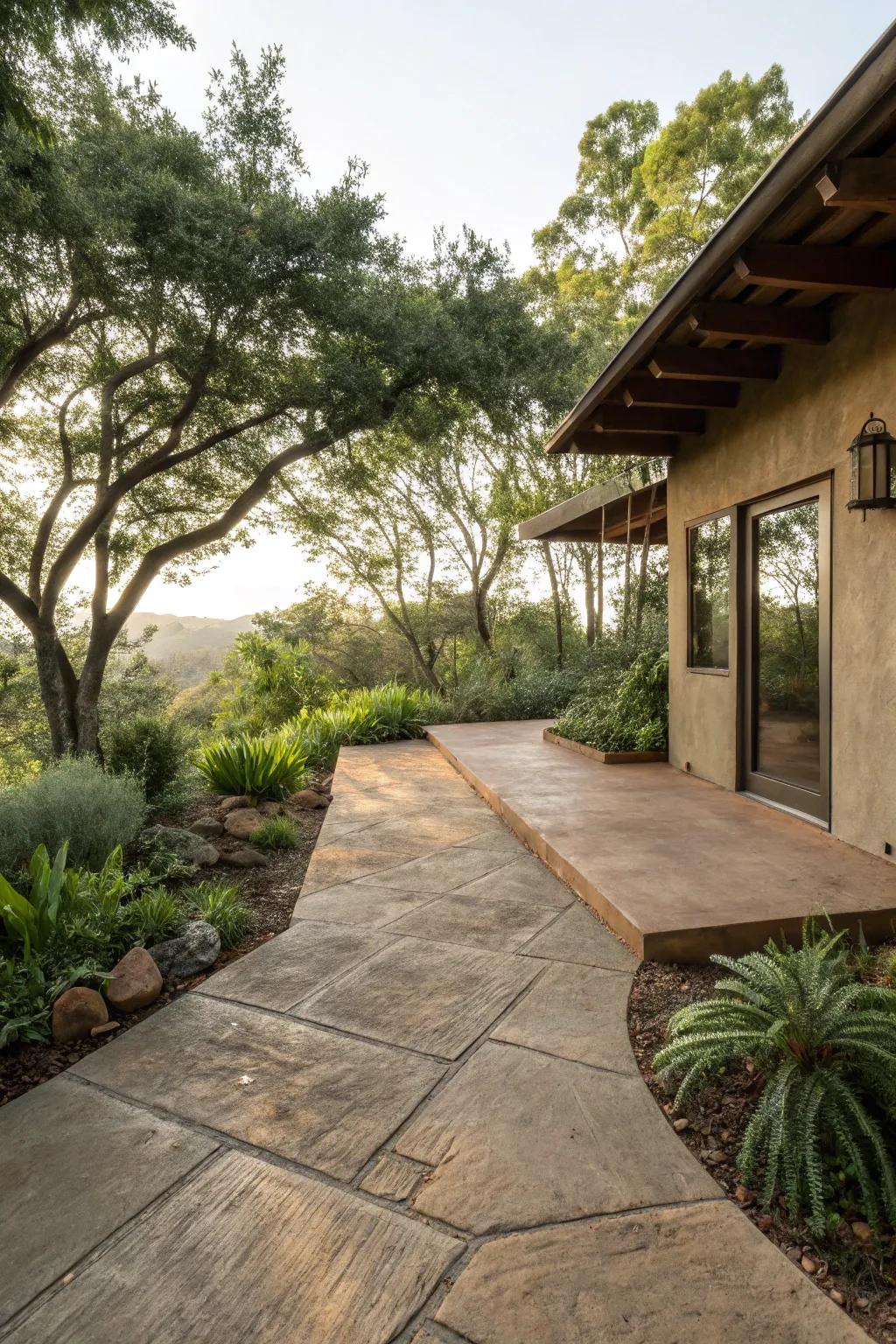 A patio embracing nature's palette with earthy tones.