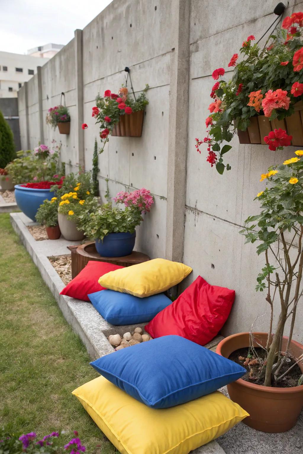 Colorful accents that bring vibrancy to concrete.