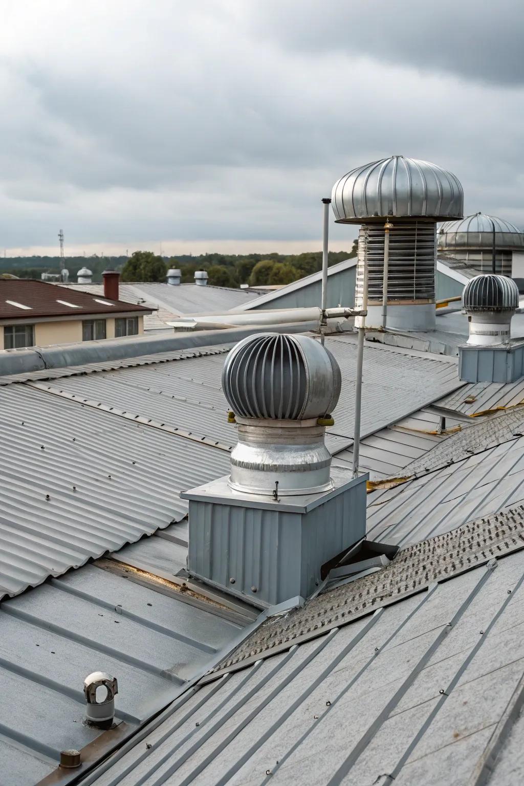 A roof designed with natural ventilation in mind.