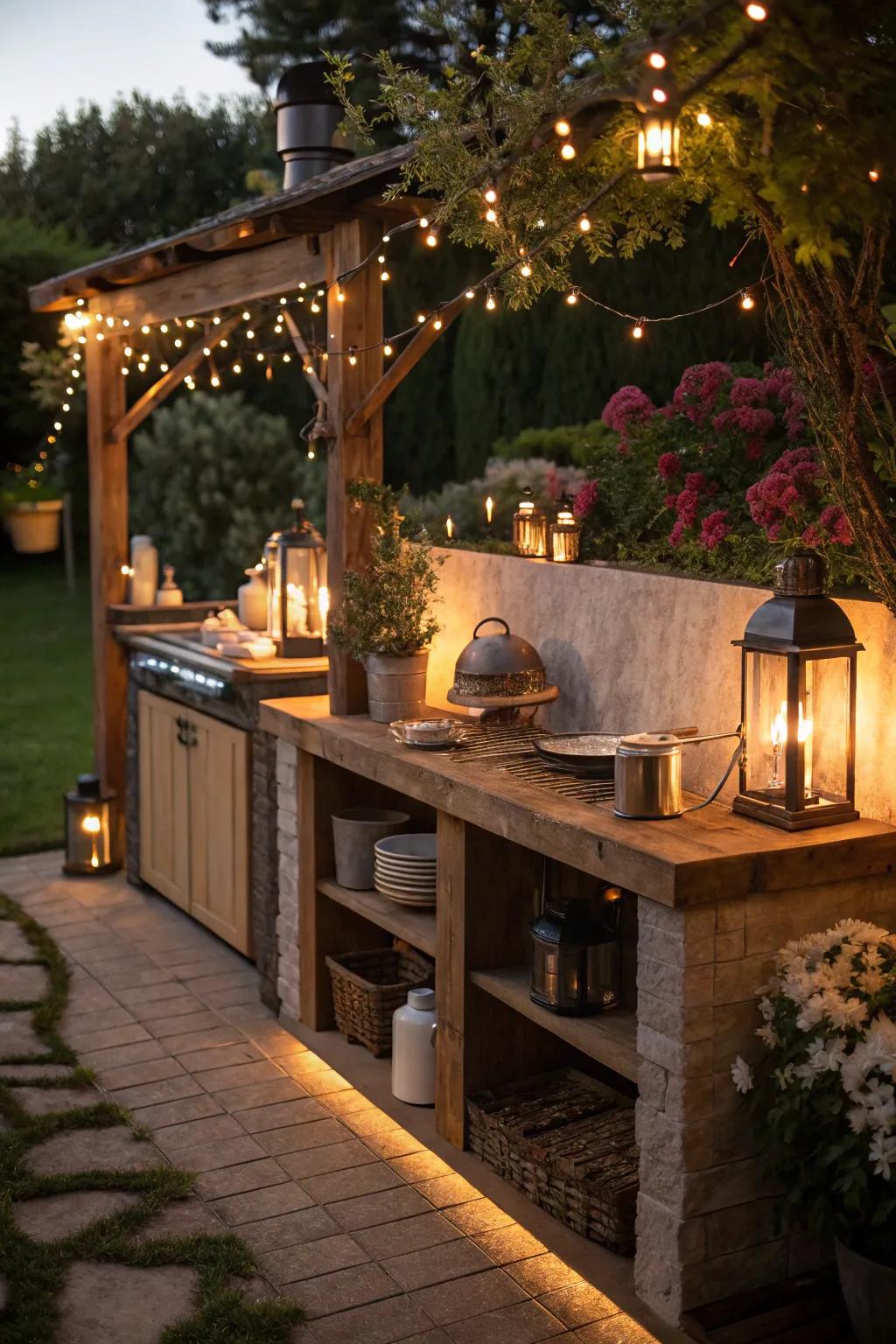 Lighting plays a key role in creating a welcoming outdoor atmosphere.