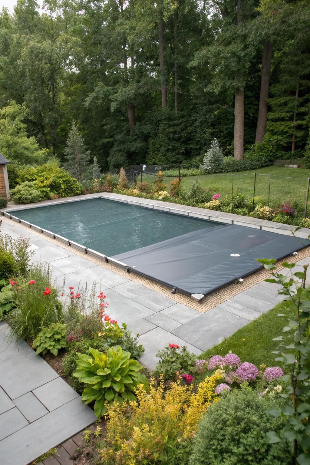Eco-friendly covers help maintain pool cleanliness and energy efficiency.