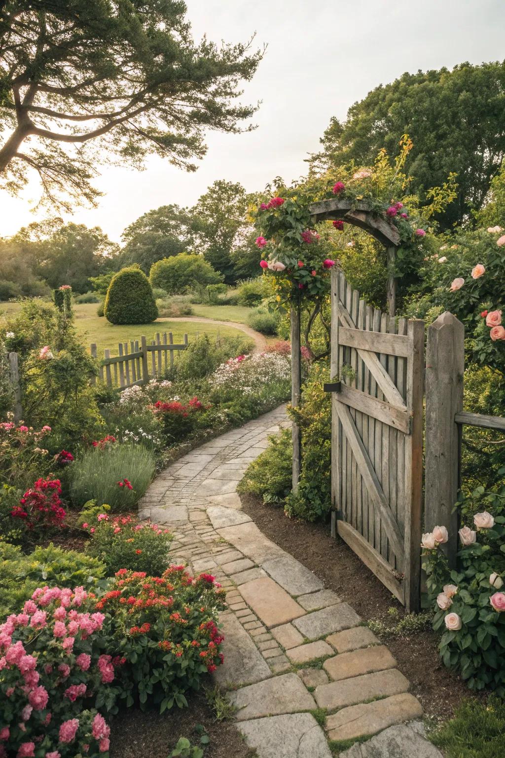 A secret garden gate inviting exploration into a hidden world.