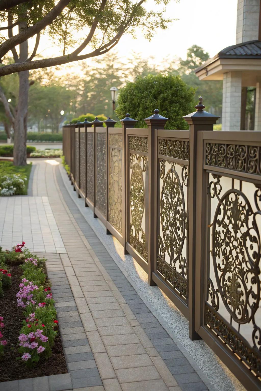Decorative panels add elegance and flair to fences.