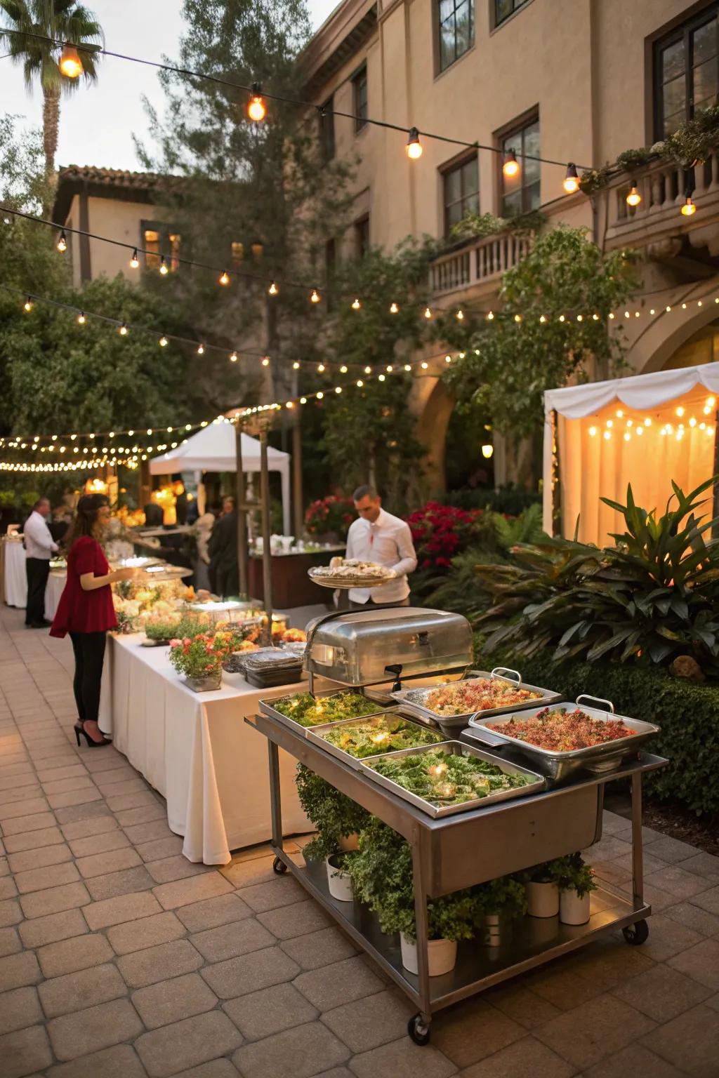 Interactive food stations offer variety and fun.