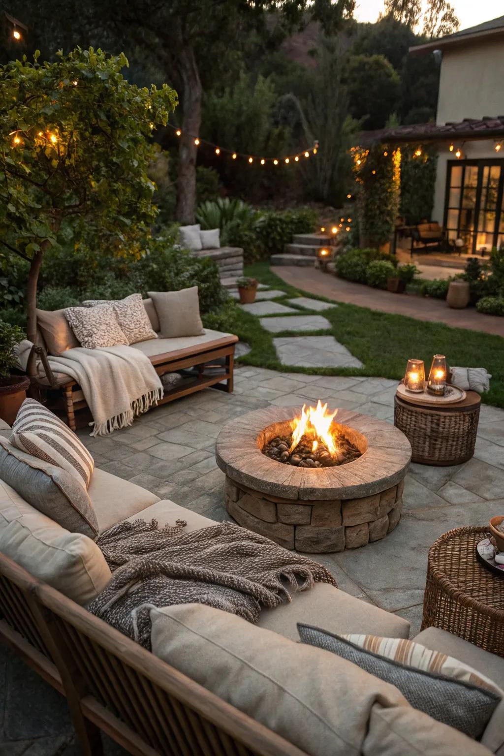 Gather around a fire pit for cozy evenings.