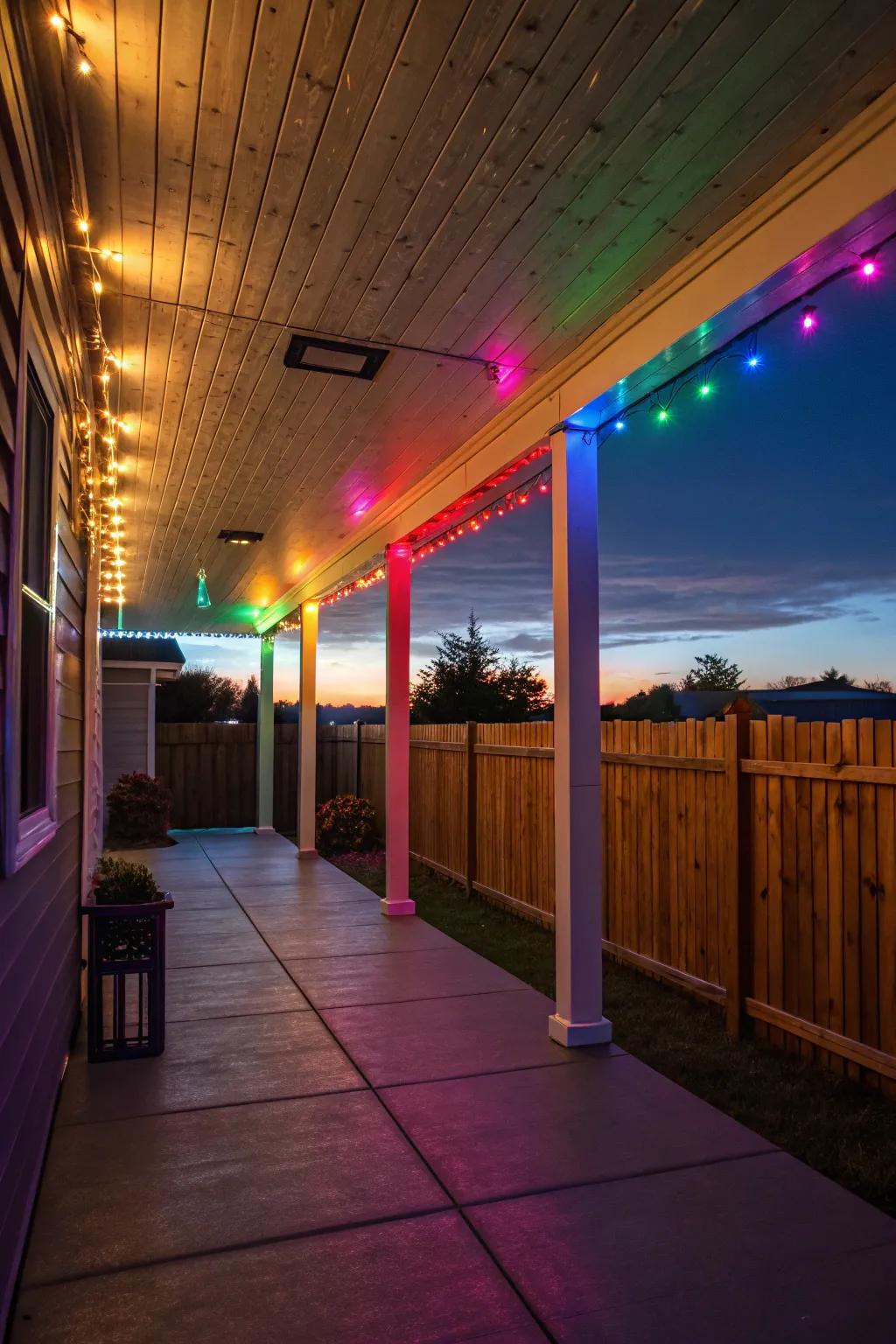 Color-changing lights add a playful, festive vibe.
