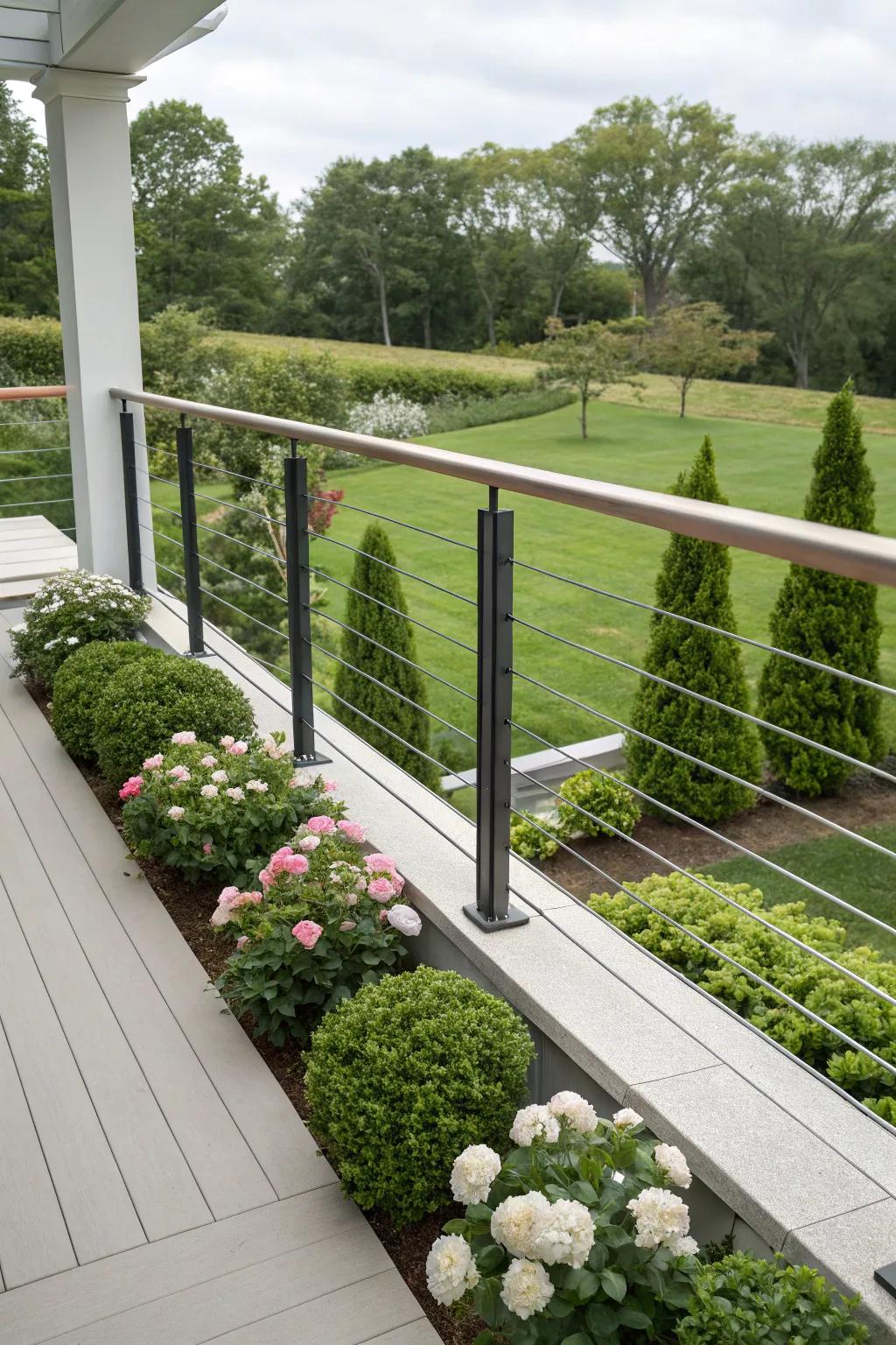 Cable railings provide a modern, airy feel to craftsman spaces.