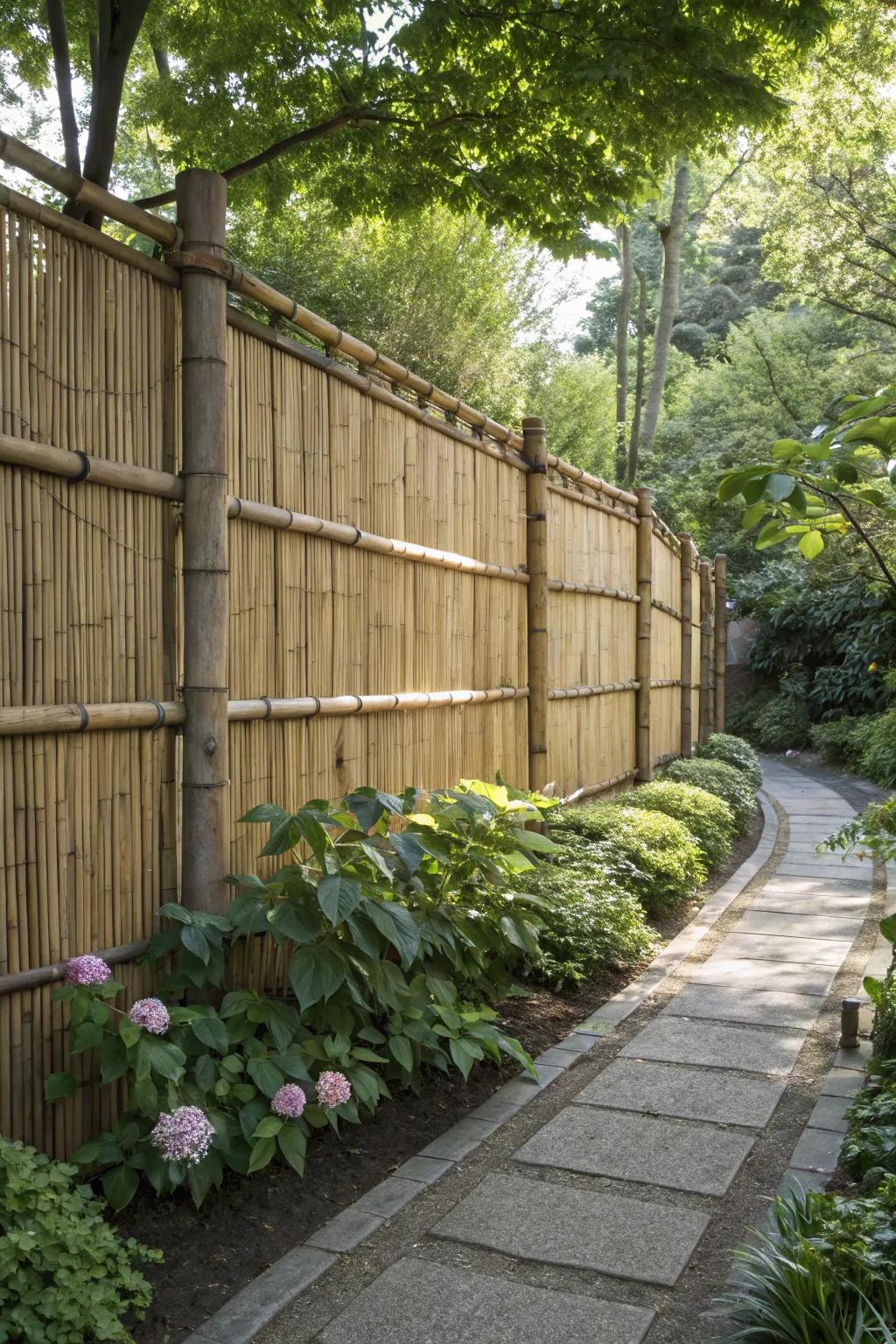Layered bamboo fences add depth and interest.