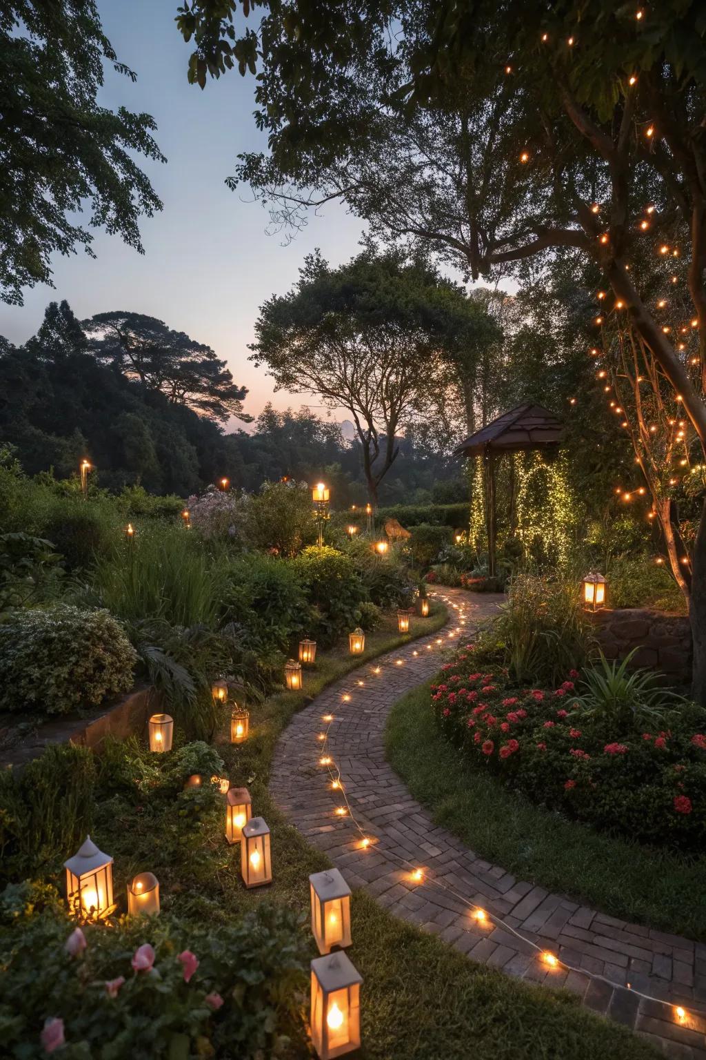 Enhance your garden's ambiance with beautiful lighting.
