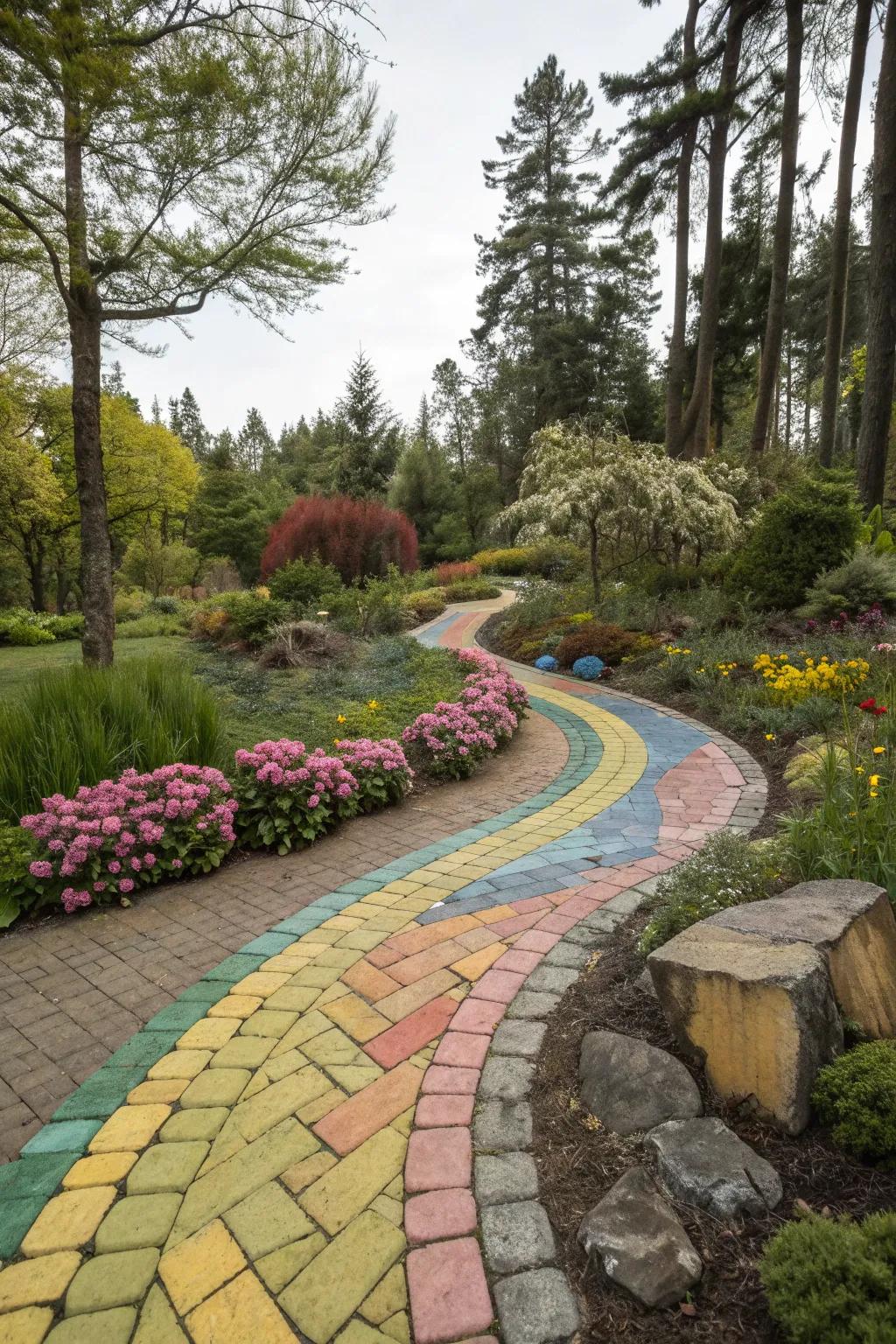 Bright and bold with colorful pavers.