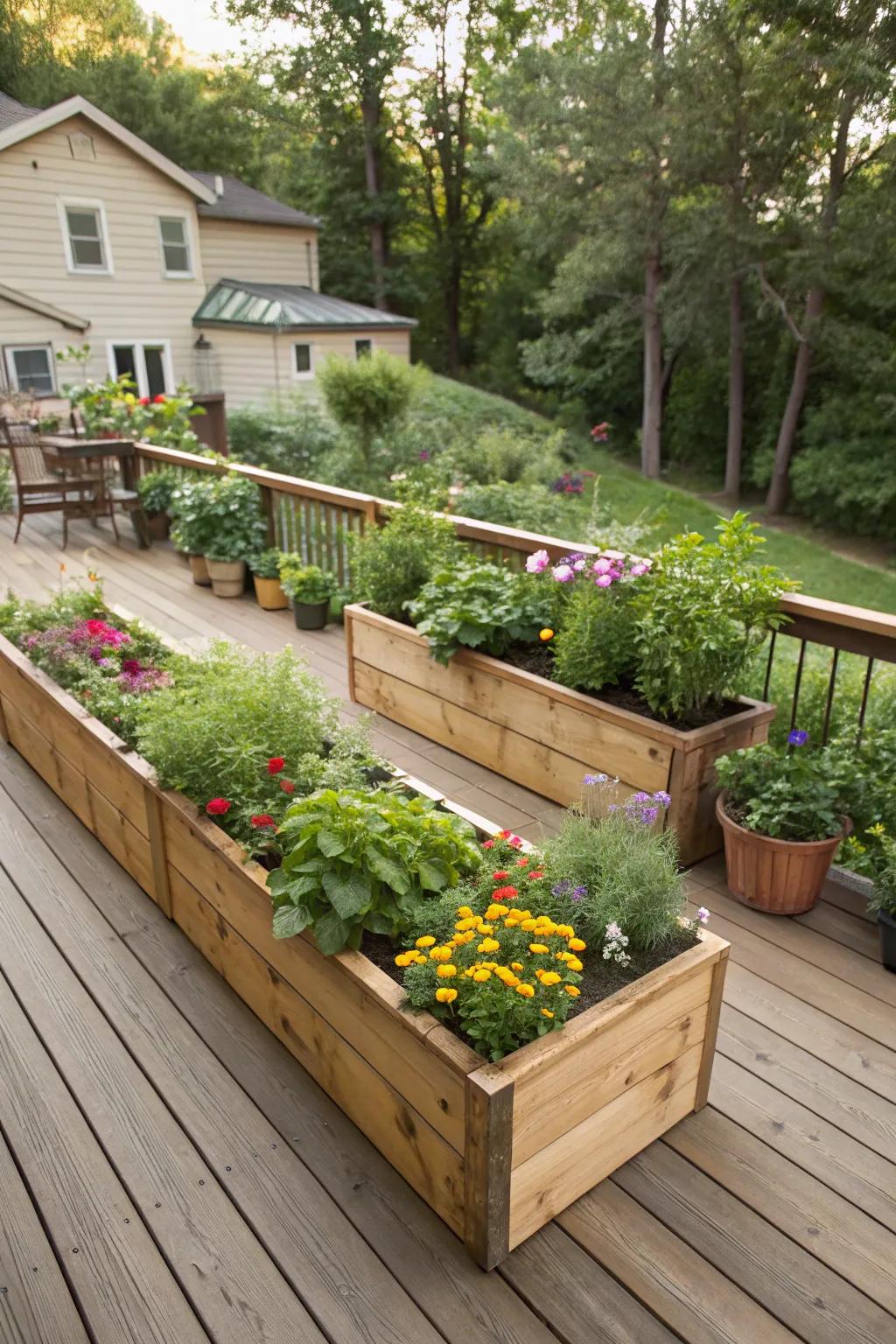 Planter boxes bring vibrancy and life to your deck.