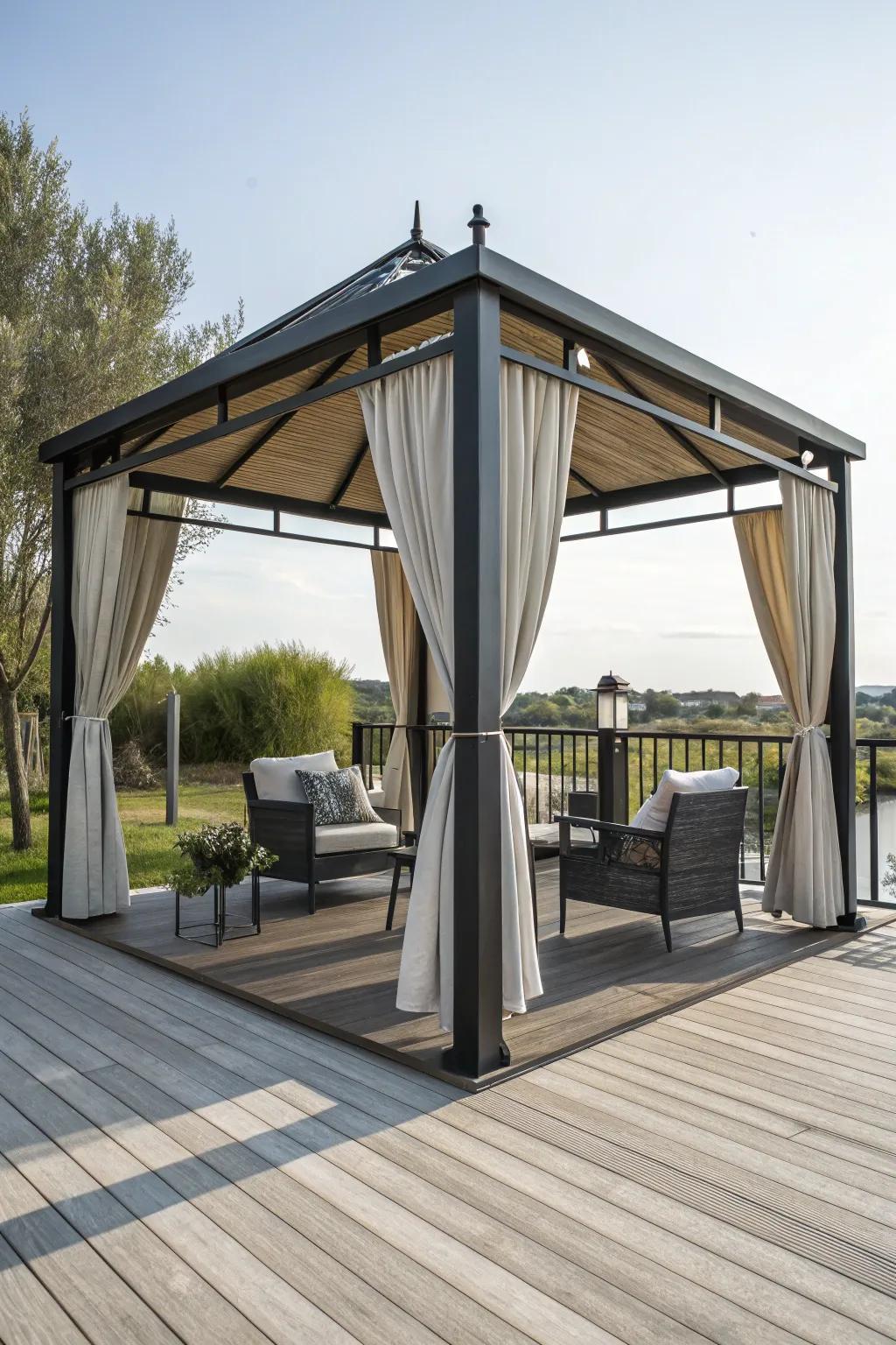 Freestanding canopies provide versatile shade solutions.