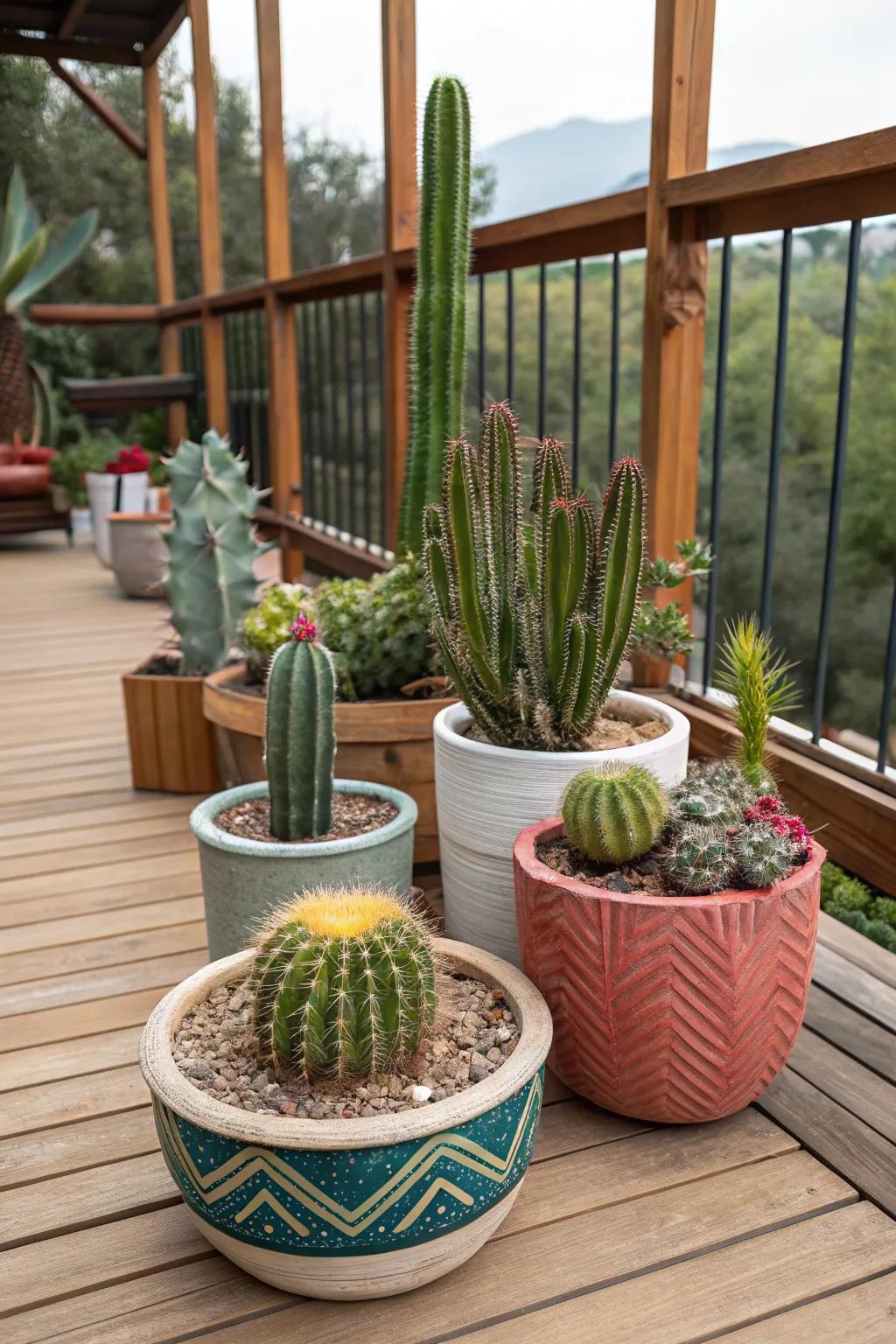 Cacti collections bring a touch of desert chic to your deck.