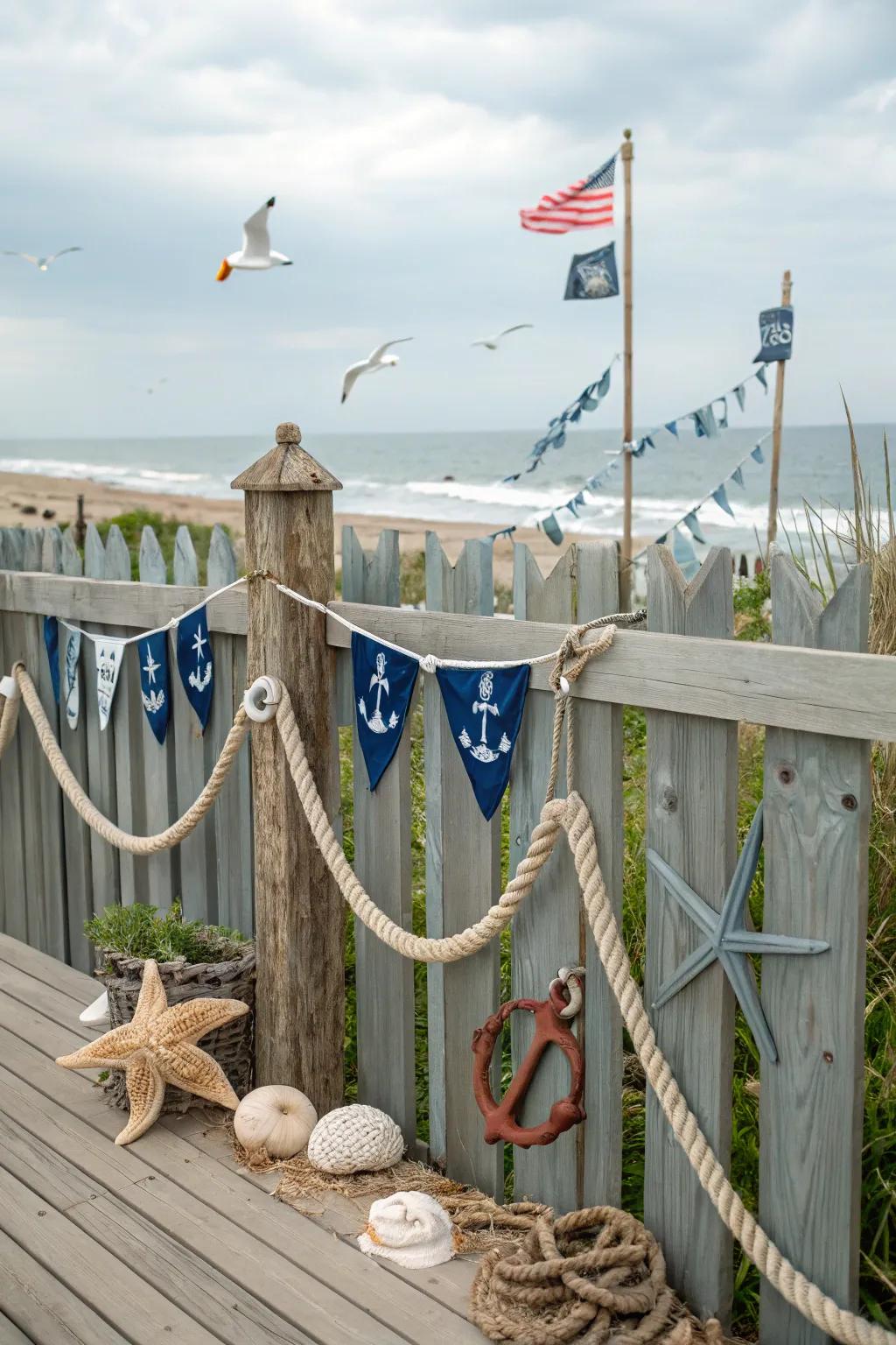 A nautical-themed fence brings a seaside vibe to your deck.