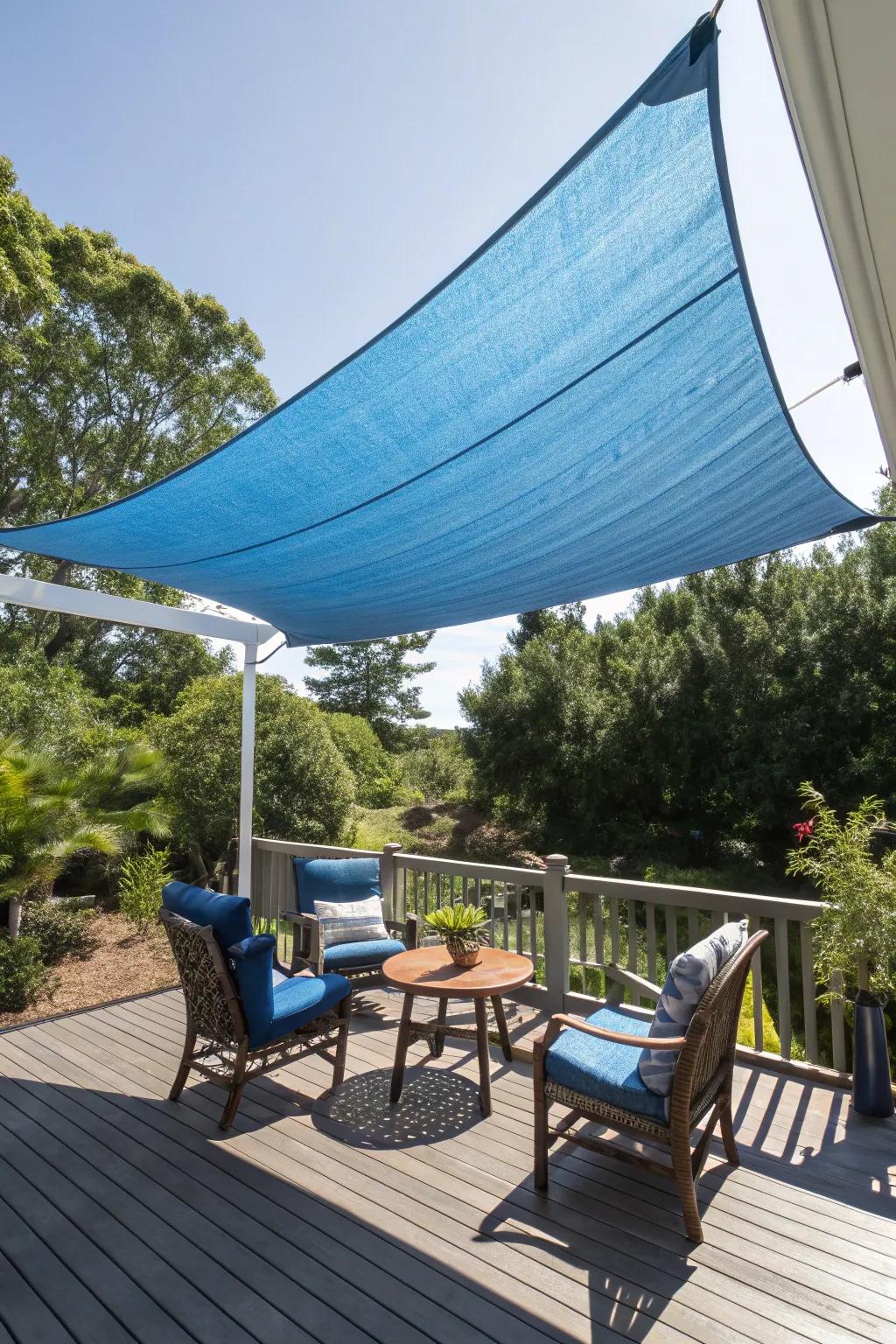 A shade sail adds modern flair and comfort to your deck.