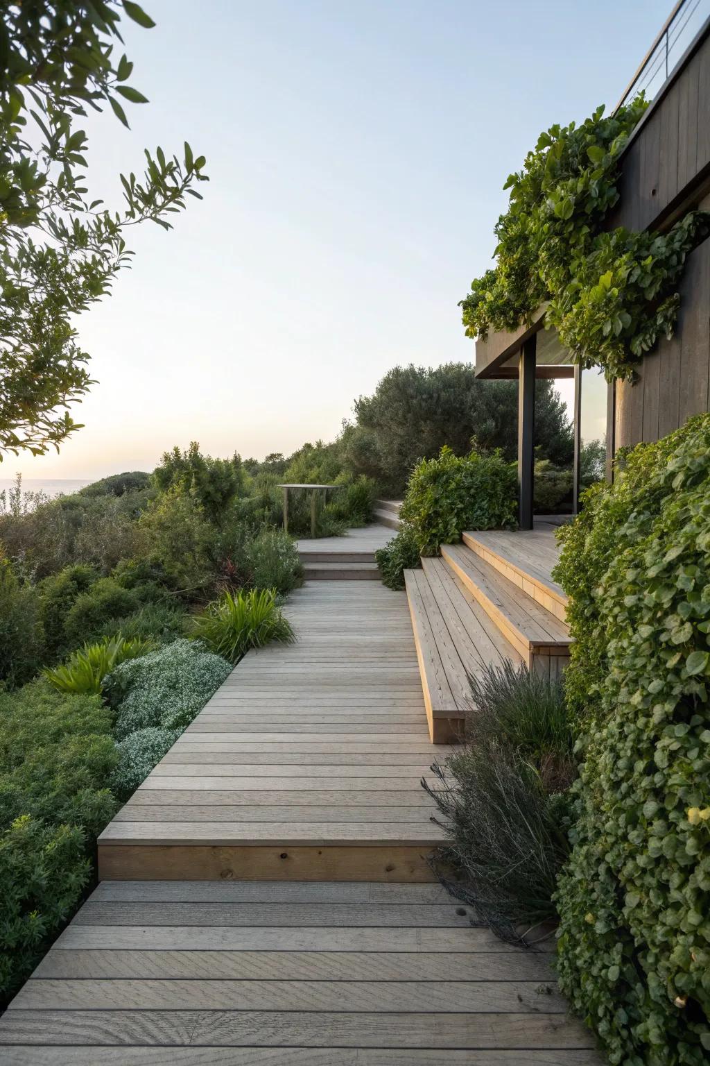 Deck with hidden steps blending seamlessly into the design.