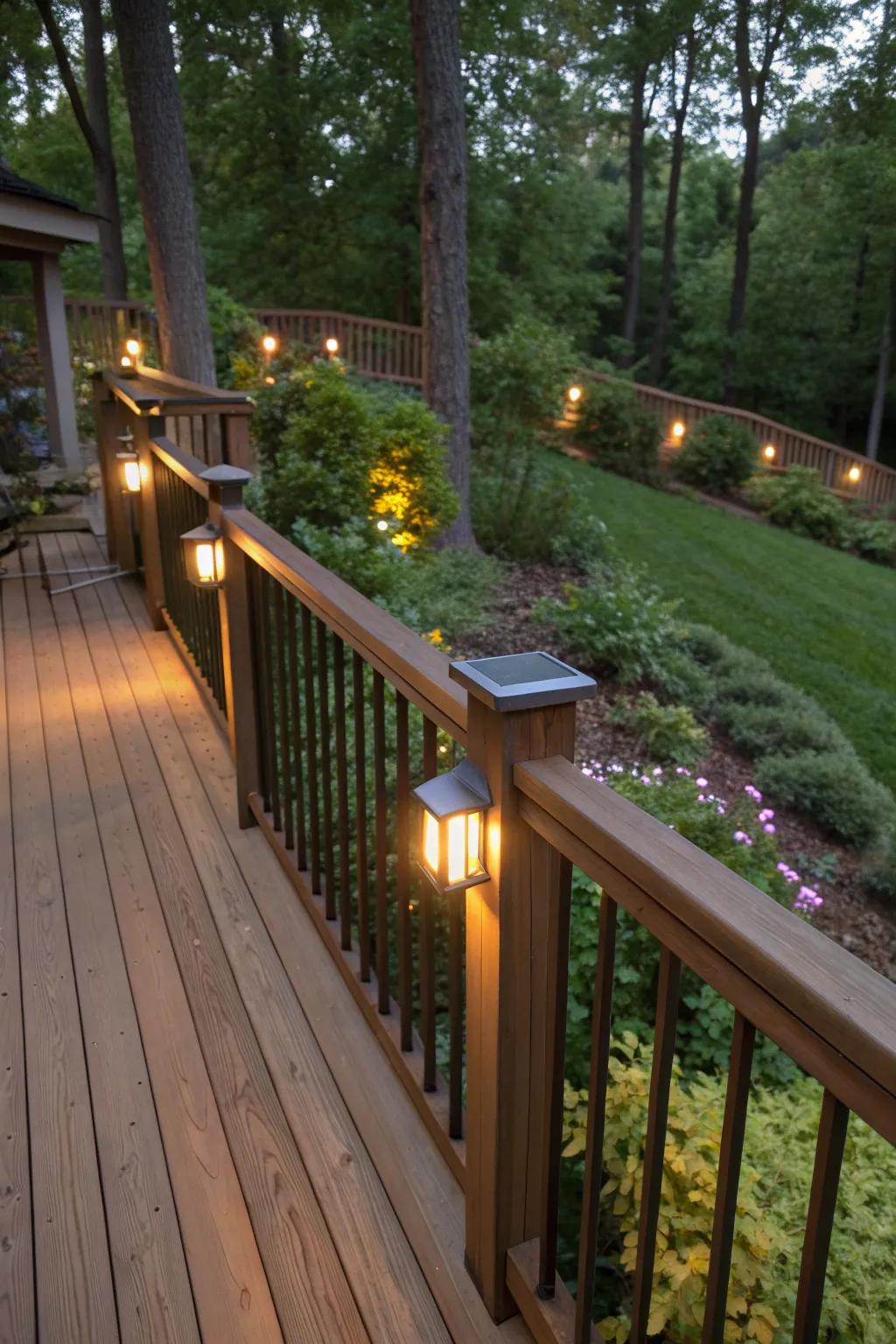 Motion sensor lights ensure safety while conserving energy.