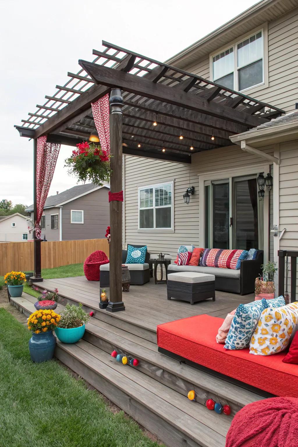 Colorful accents bring energy and vibrancy to the deck.